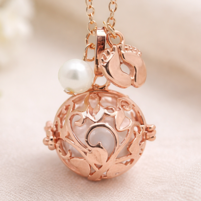 Bola de grossesse or rose avec perle de culture