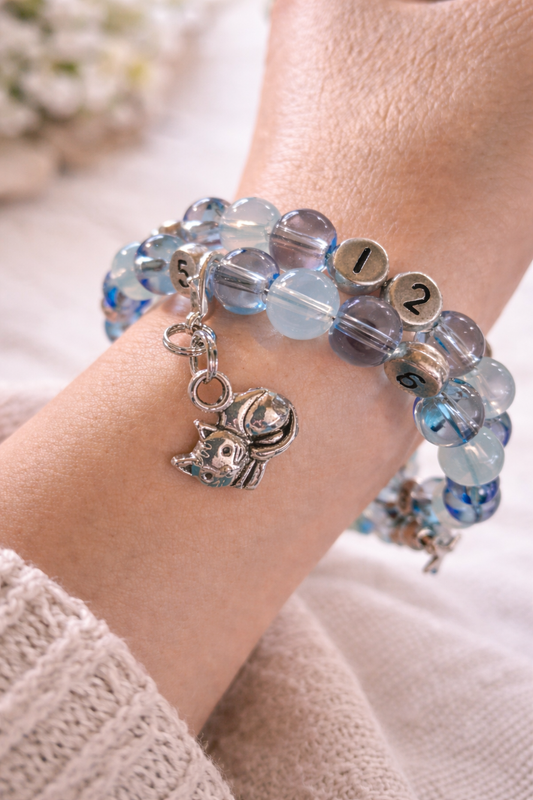 Bracelet d’Allaitement en Perles Bleu & Opalite