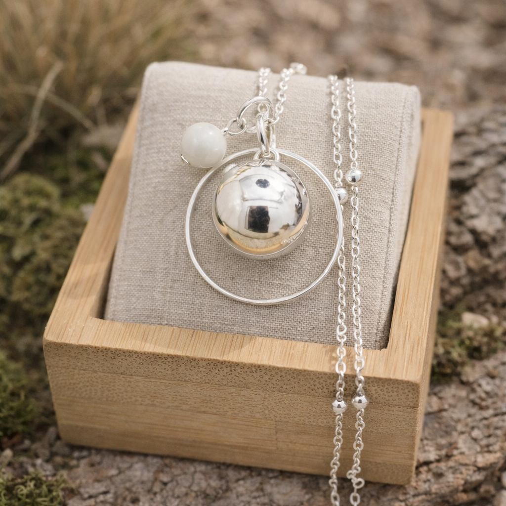 Bola de Grossesse Argenté avec Pierre de Lune